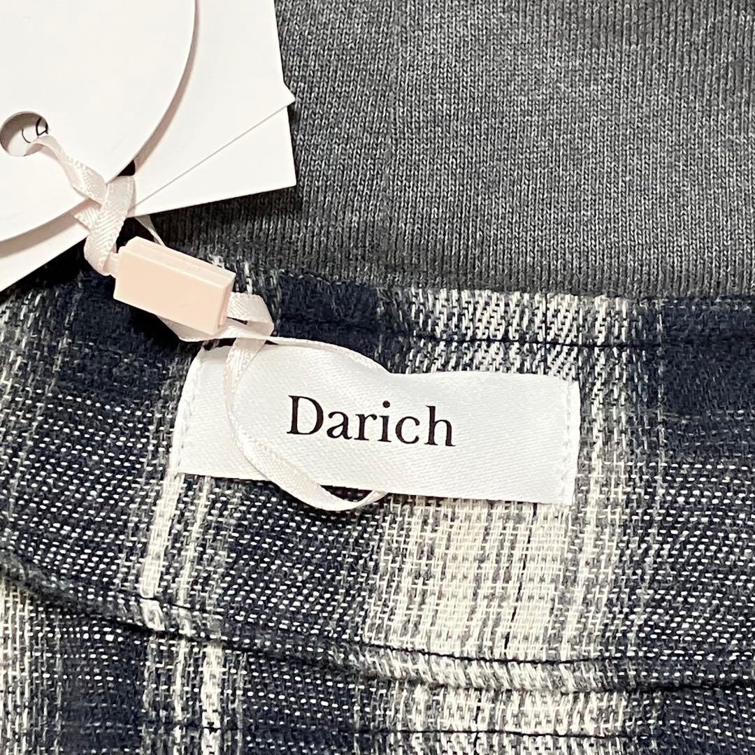 新品同様 タグ付 Darich フードドッキングチェックルーズシャツ FREE