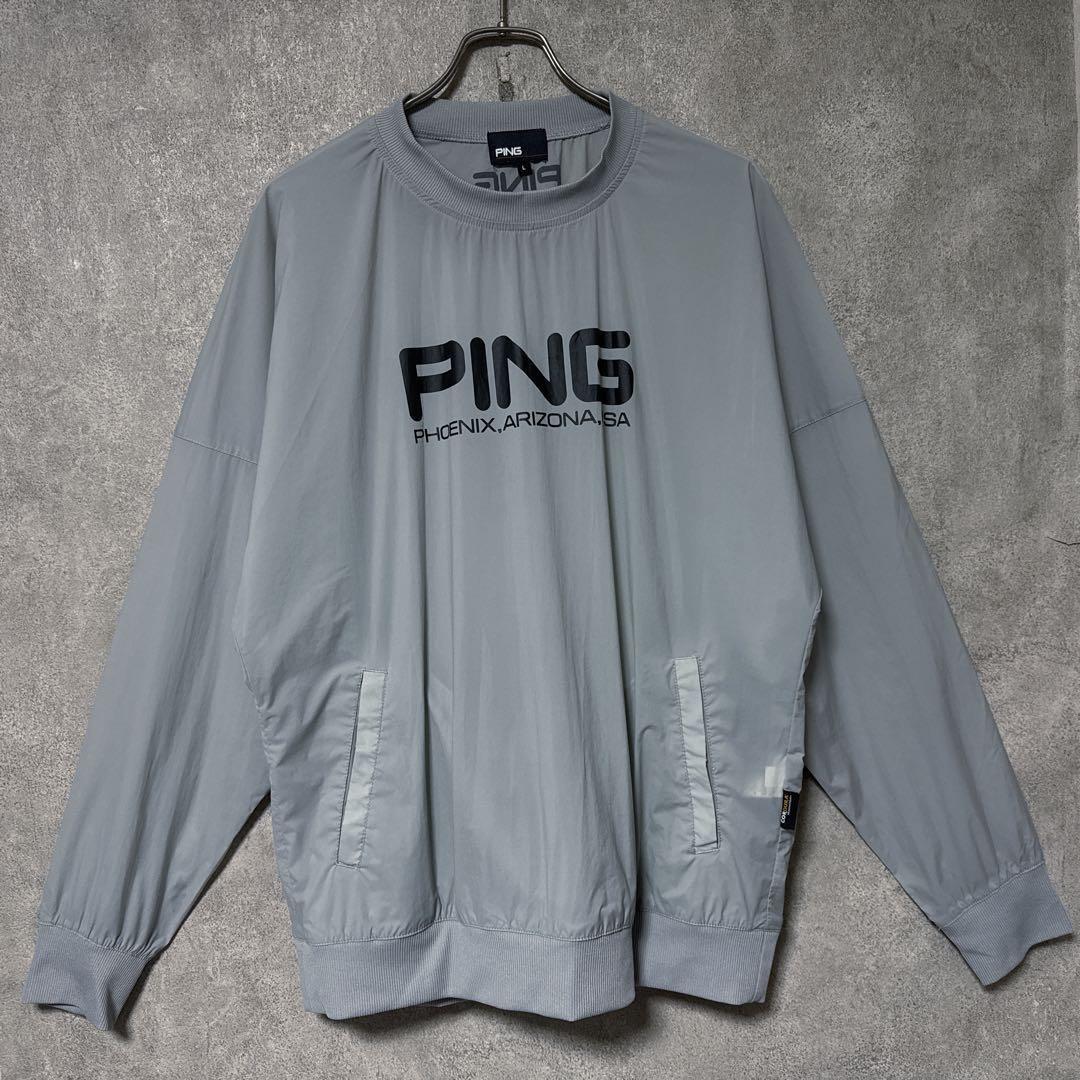 PING ピン ビッグロゴ ナイロン スニード ジャケット 長袖 グレー L