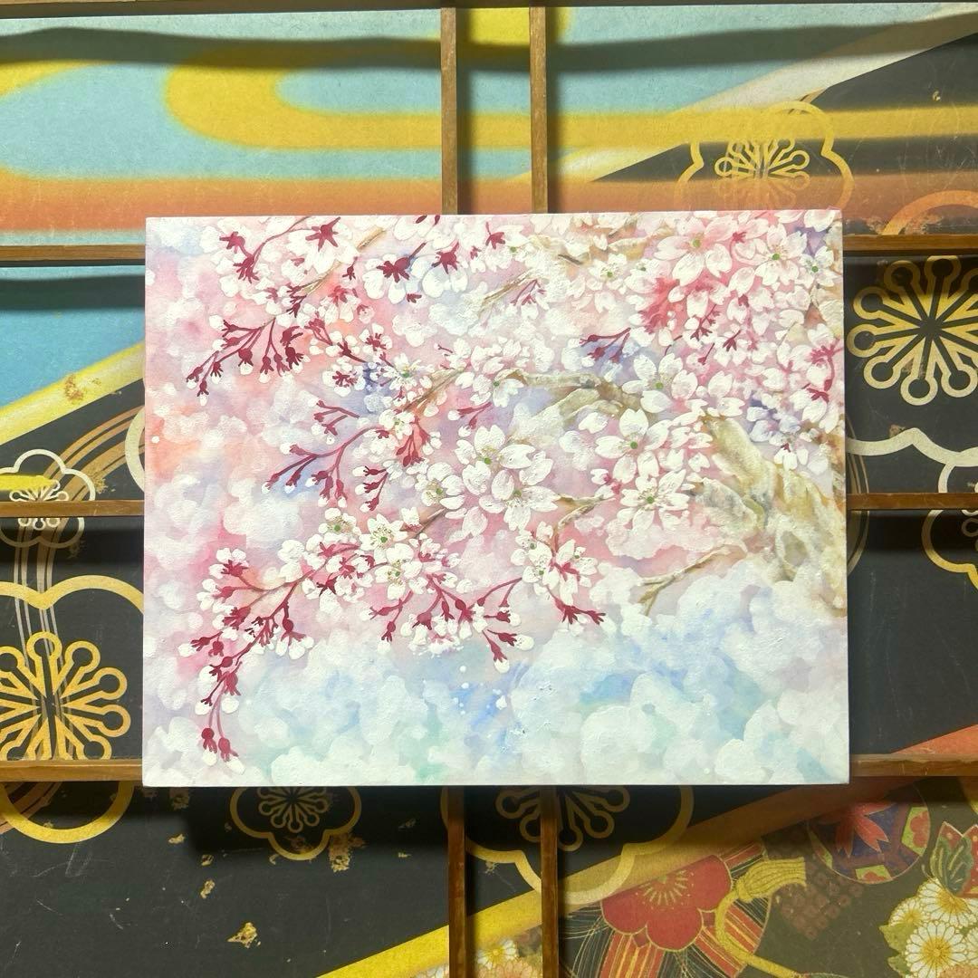 吉祥日本画「天上　常盤桜　花御殿」　幸福の桜花
