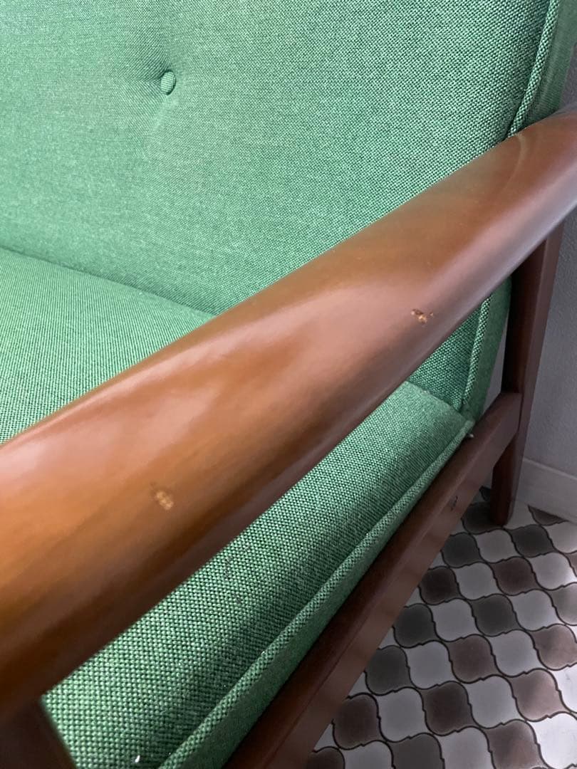 カリモク60 Kチェア 2シーター 希少 タープグリーン 旧ロゴ