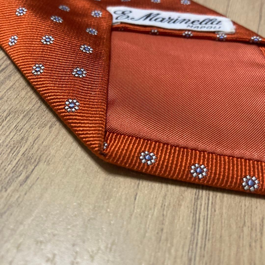 E.MARINELLA マリネッラ ネクタイ オレンジ　花柄 ドット シルク