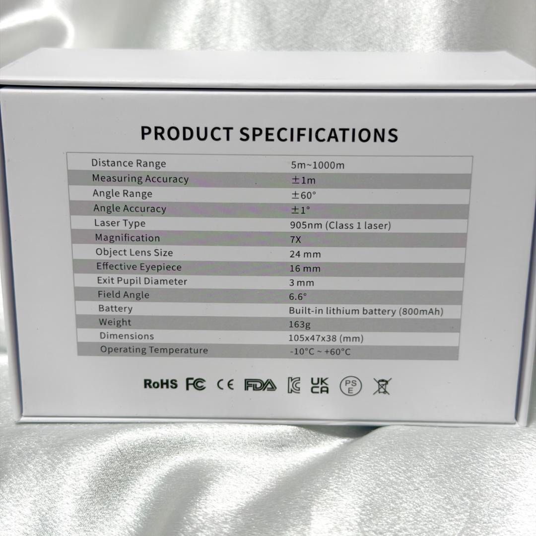 レーザー距離計 0.02秒測定 3点間距離 7倍望遠 1000M ケース付き