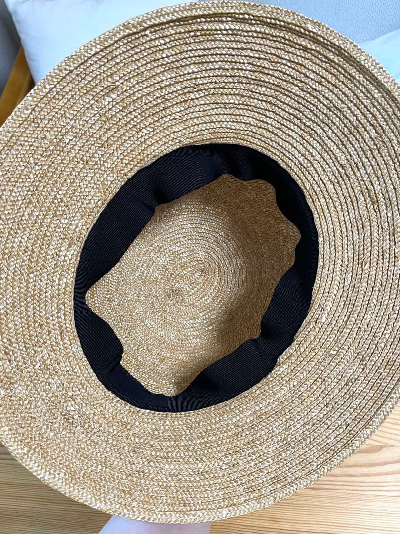 Pois E ポイズ・エ 麦わら帽子 黒リボン付