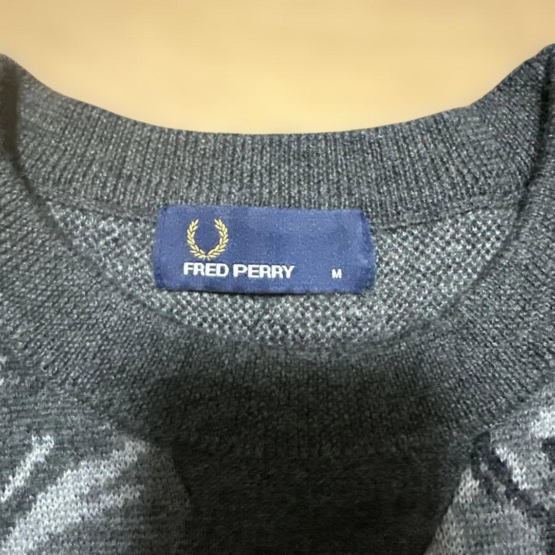FRED PERRY グレー系カモフラセーター M