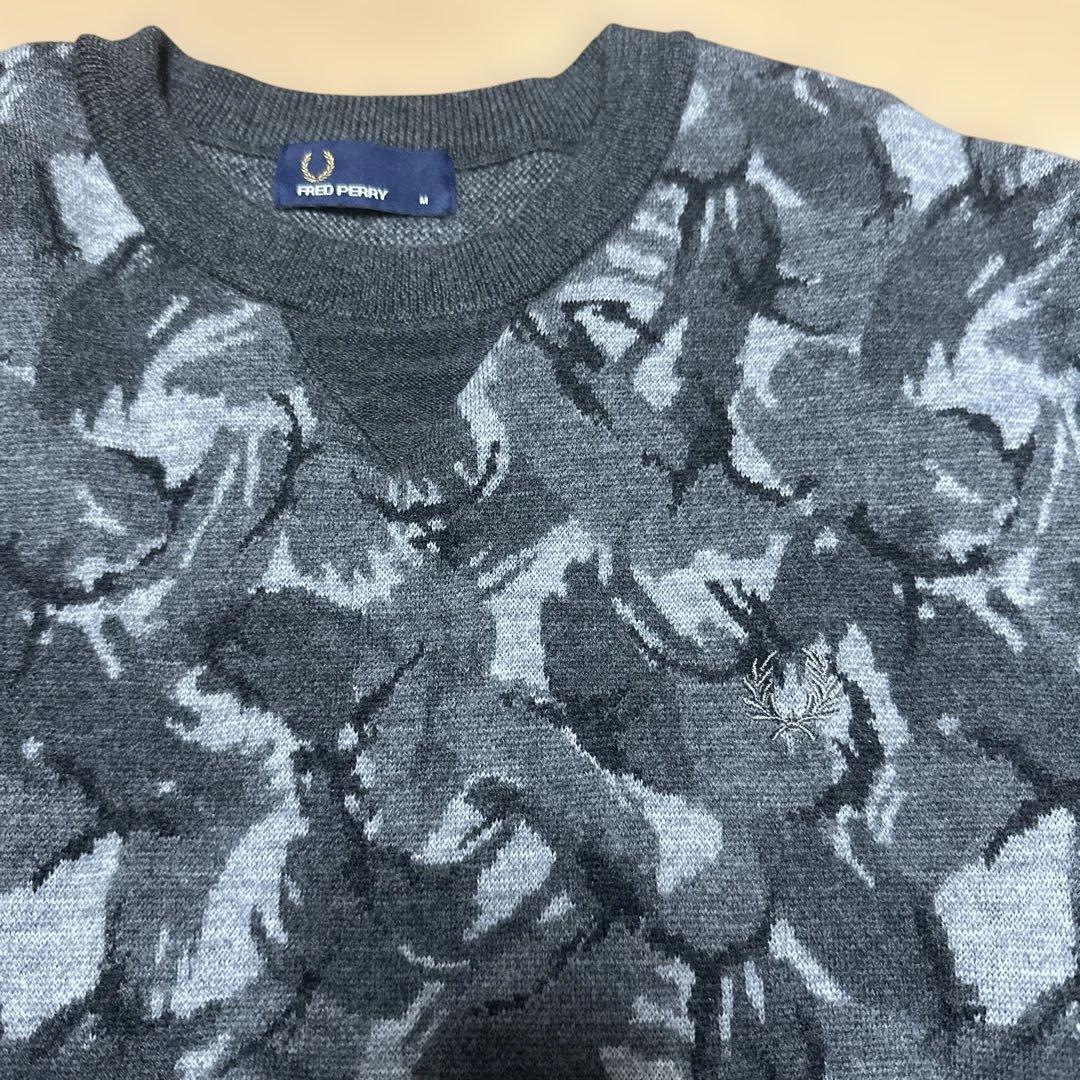 FRED PERRY グレー系カモフラセーター M