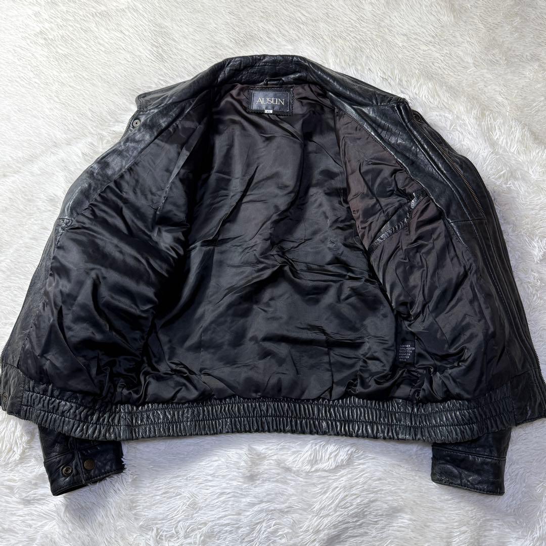 【90s】A-2 ブラックレザー フライトジャケット L 超短丈 牛革