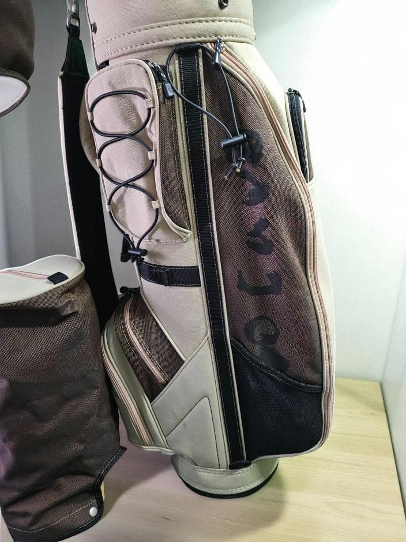 送料無料/美品　kasco ゴルフキャディバッグ ベージュ/ブラウン