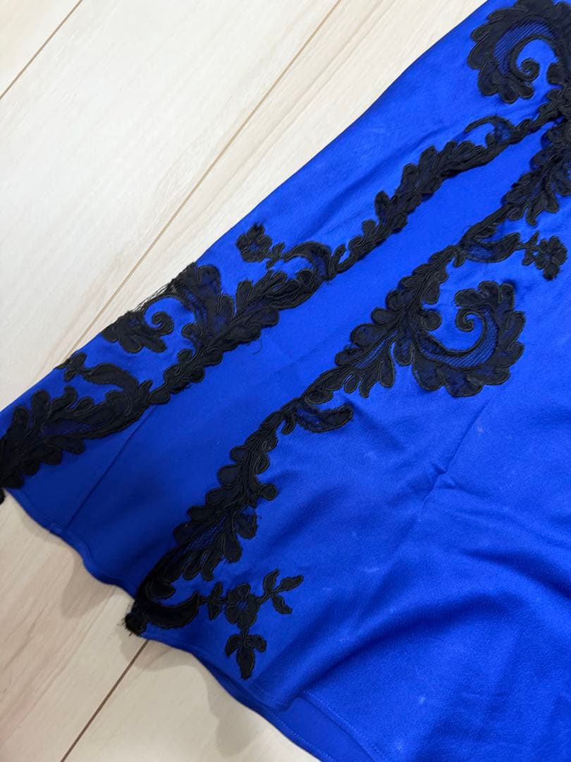 Versace ワンピース　ドレス　レース　サテン地　ブルー　青
