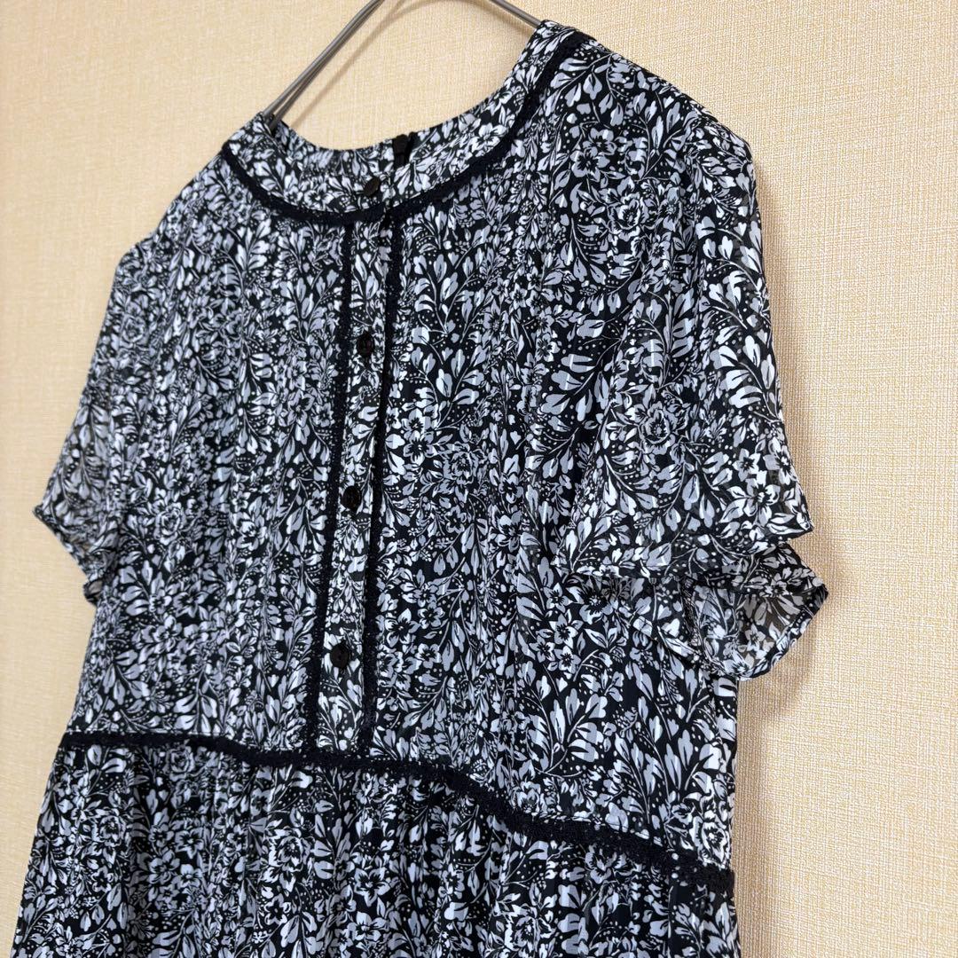 【2022年】レリアン　ボタニカル柄フレアワンピース　9号　花柄　ロング　465