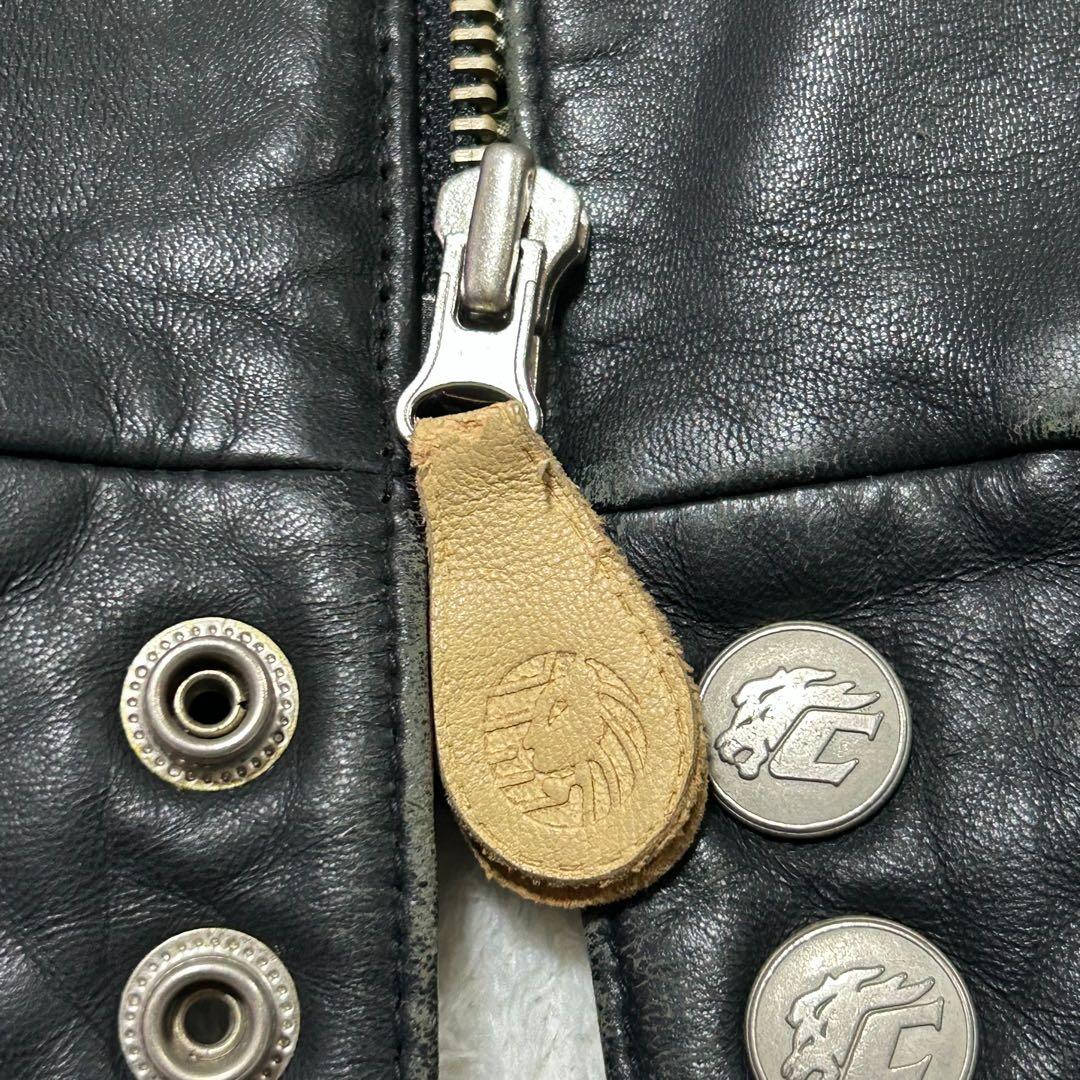 希少　ヴィンテージ　ラムレザージャケット　ワッペンXL プロフェッショナルレザー