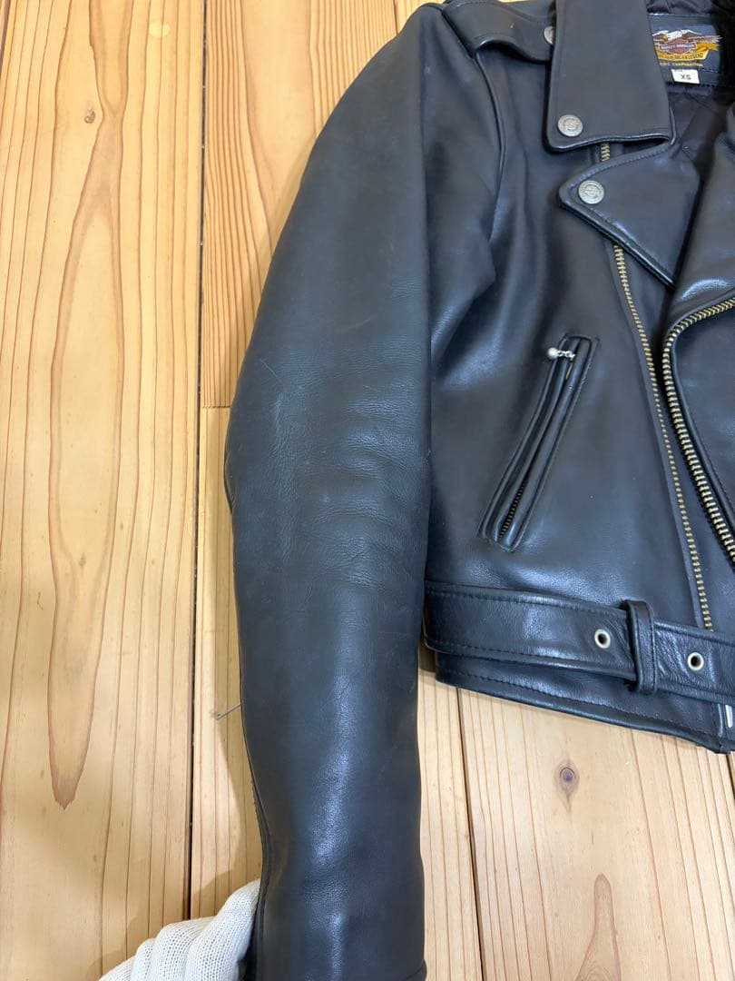 HARLEY DAVIDSON レザー ダブルライダースジャケットXSサイズ 黒