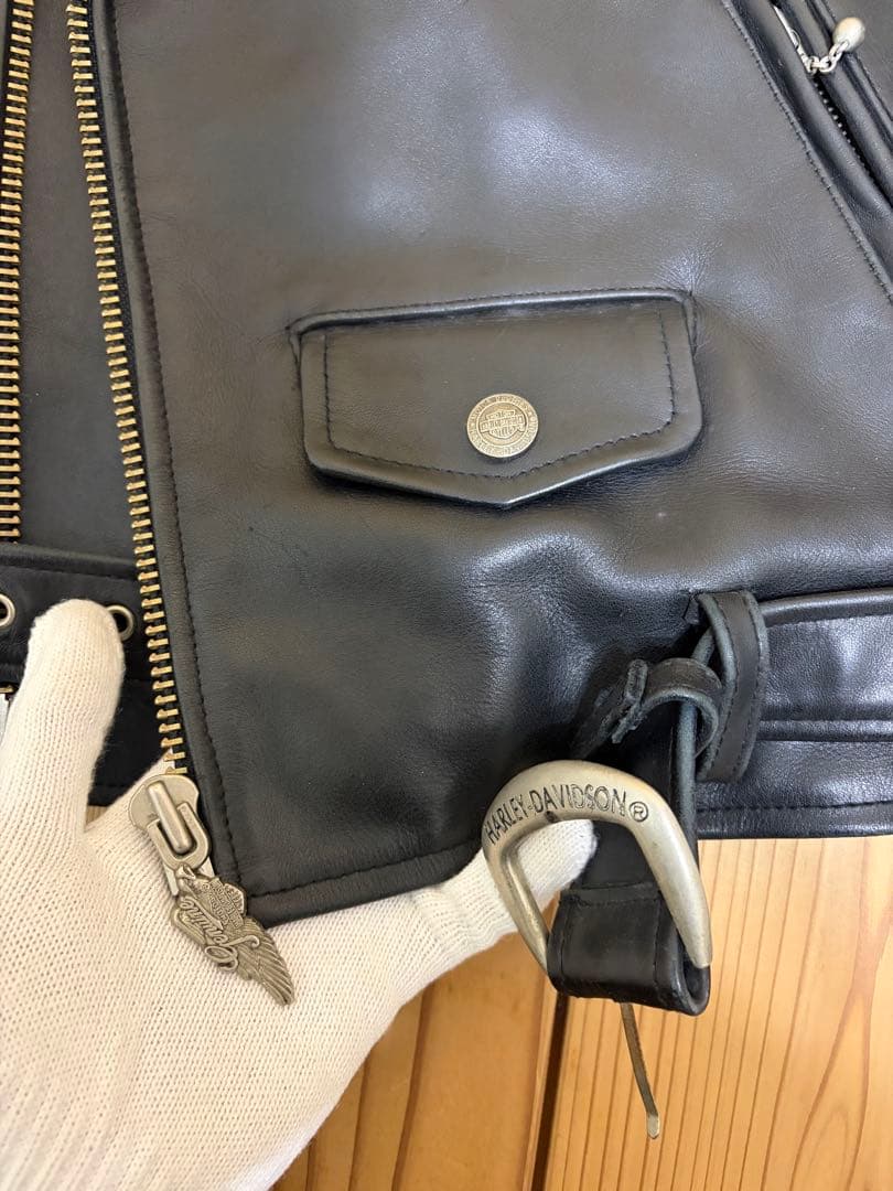 HARLEY DAVIDSON レザー ダブルライダースジャケットXSサイズ 黒