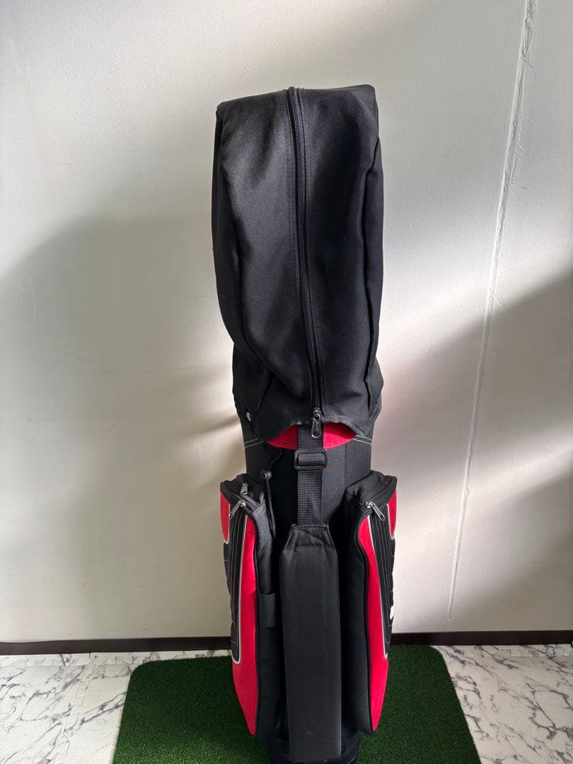 【美品】Nike ゴルフ キャディバッグ 赤黒 ストライプ