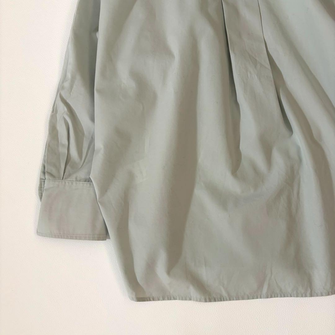 未使用級　アニュアンス 定番 スタンダードシャツ ミント 洗濯機OK ロゴボタン