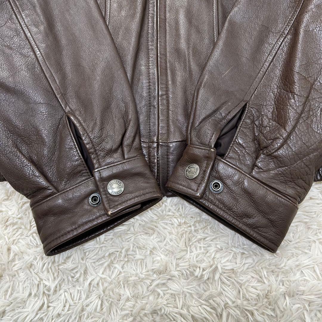 ウィルソンズ ブルゾン レザージャケット ブラウン XL 短丈 襟付き 大きめ