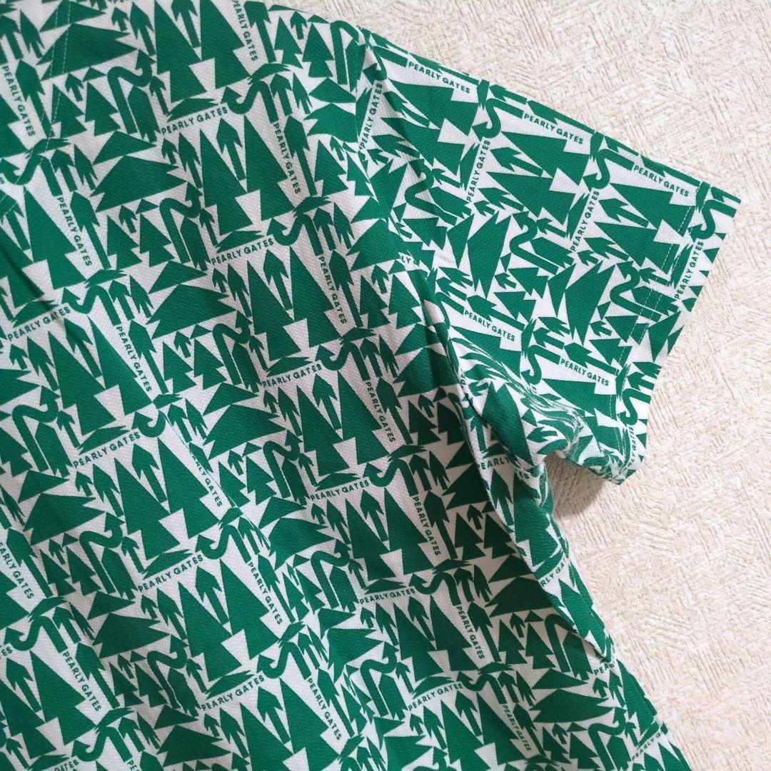 パーリーゲイツ ゴルフウェア 半袖シャツ ヘリンボン ツリー柄 XL