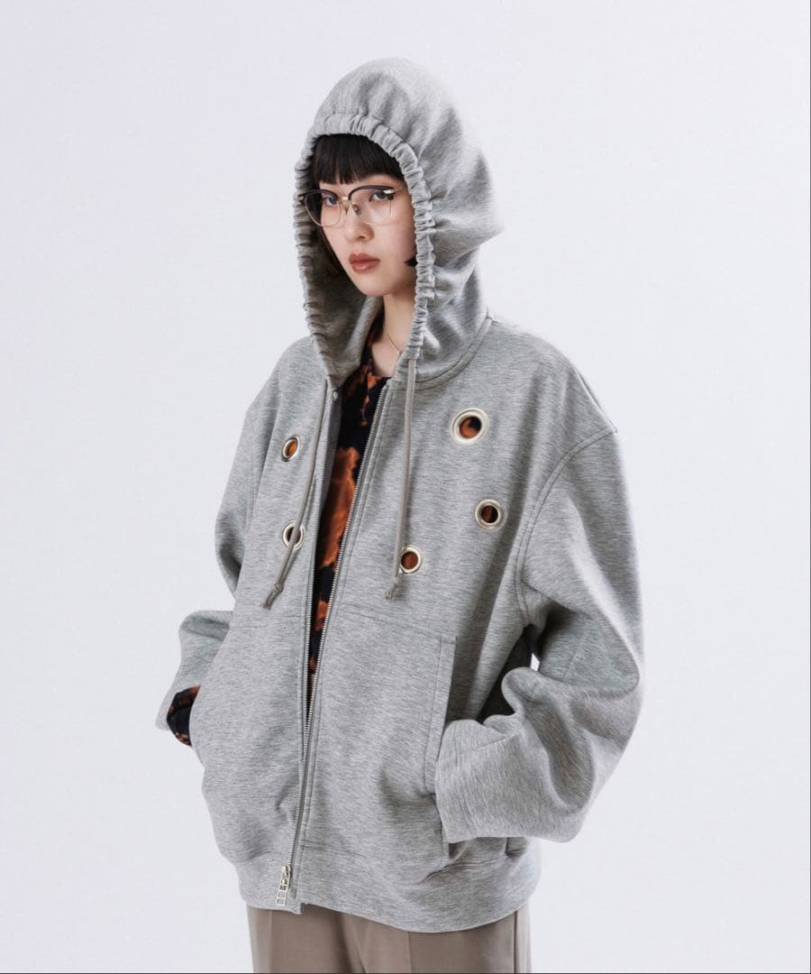 M TO R BIG EYELET STUCK HOODIE リング パーカー