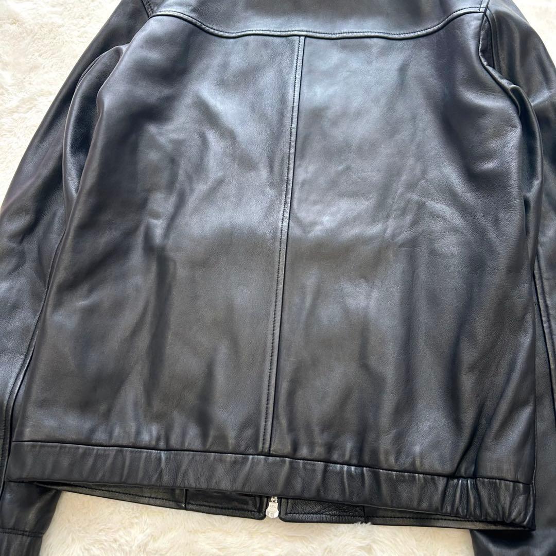 【美品】定価15万Theory 高級 ラムレザージャケットライダース 黒