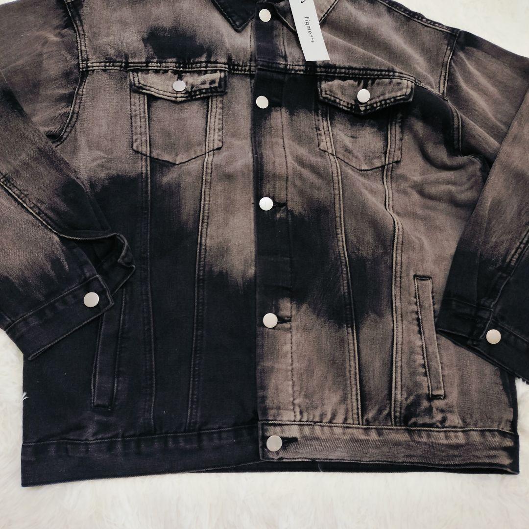 オーバーサイズデニムジャケット ユニセックス ダメージ 古着風 Y2K ムラ染め