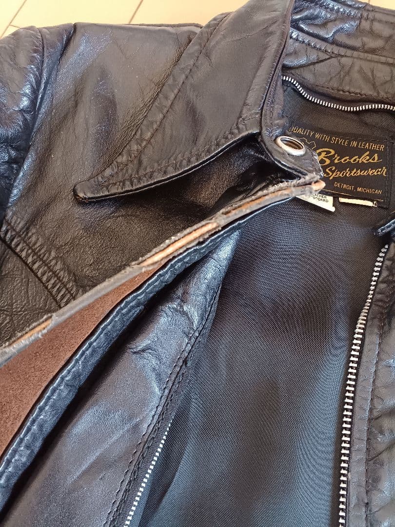 ヴィンテージ【BROOKS】ライダースジャケット　36　ライナー付　60s