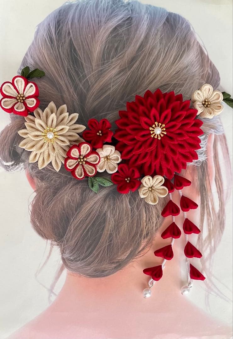 【otafuku様】つまみ細工　髪飾り✴︎愛花✴︎紅葉　成人式No.332再販10