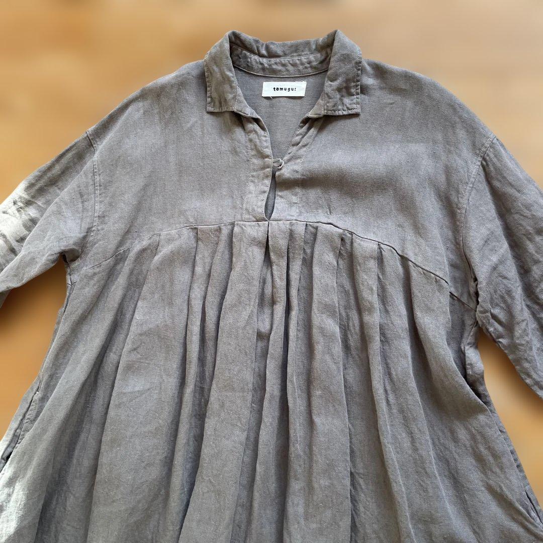 ツムグ　リネン 麻100% ワンピース　サイズＦ　ナチュラルテイスト