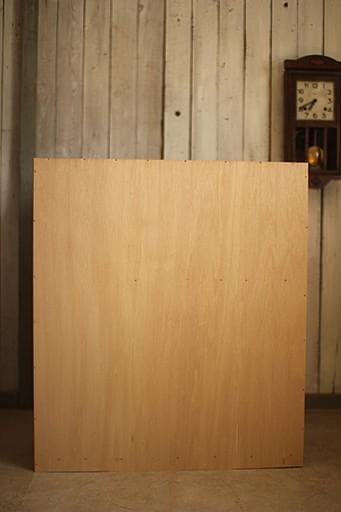 古い木枠のモールガラス戸棚　収納棚　食器棚　本棚　キャビネット　古家具