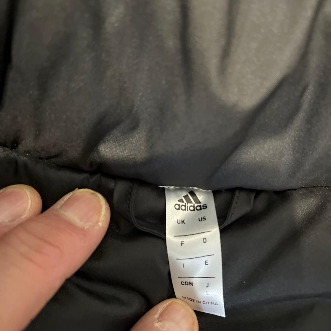 adidas アディダス　ベンチコート 黒/赤 フード付き　サイズL