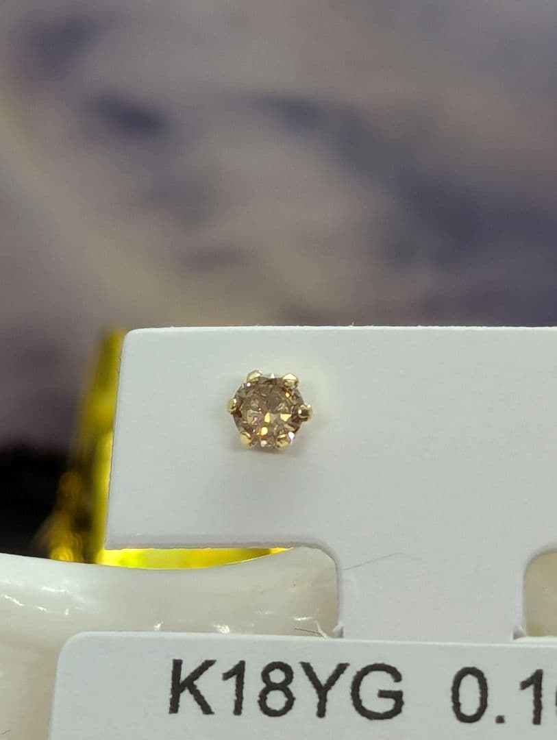片耳用♢K18YG 天然 ダイヤモンドピアス