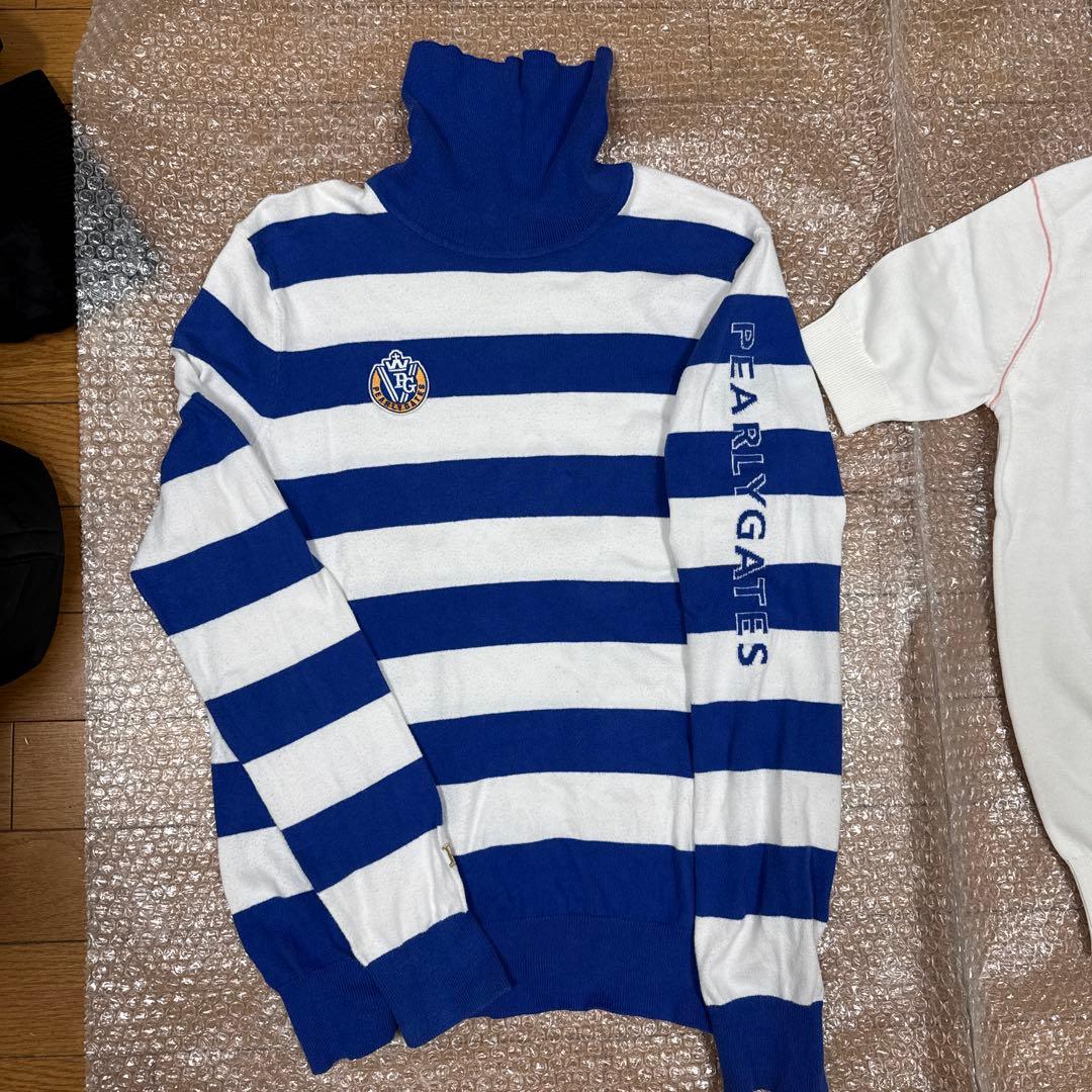 22日迄PEARLGATES他ロゴ刺繍ワッペンセーター＋シャツ2点新品未使用有