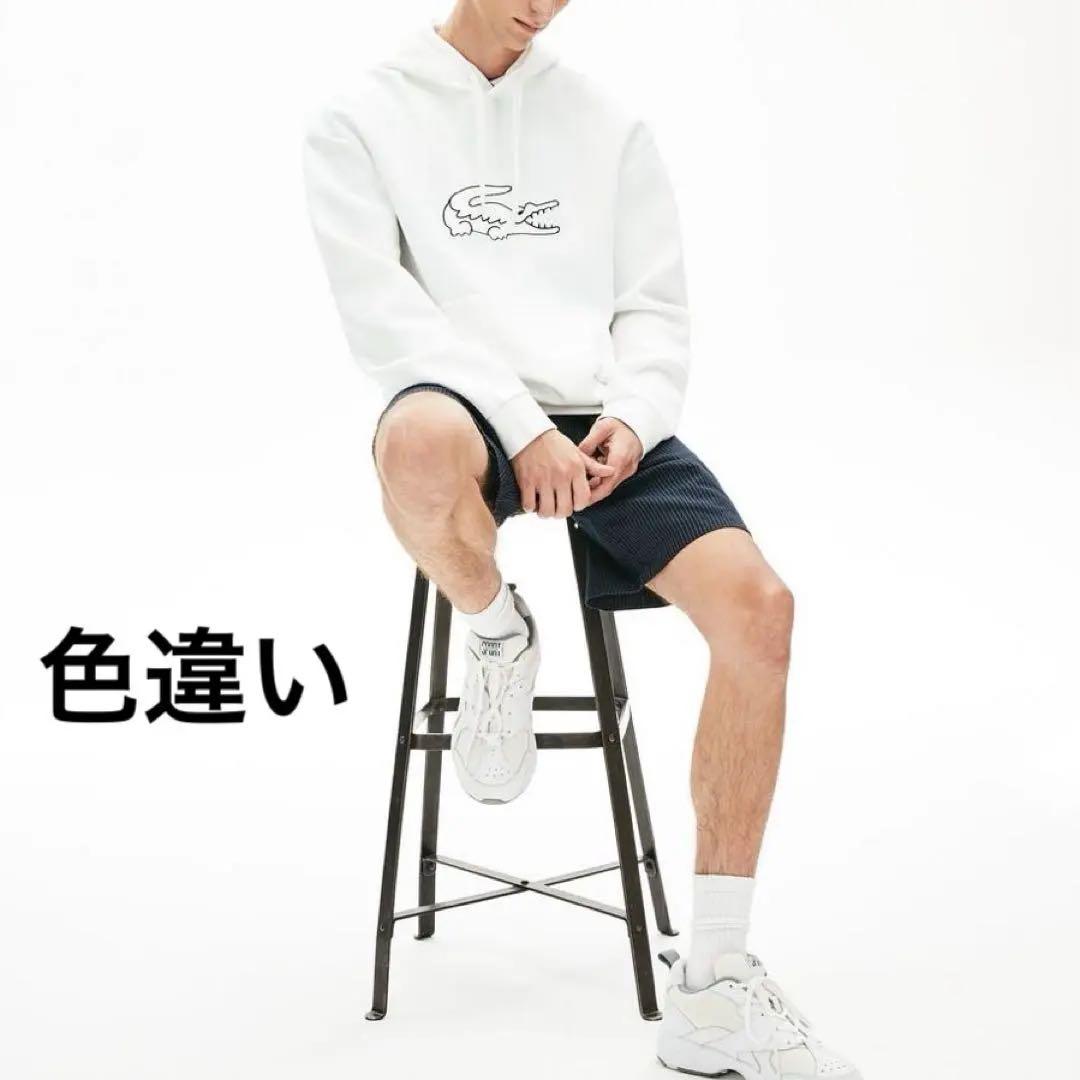 美品　ラコステ　パーカー　スウェット　ビッグロゴ　刺繍　ワニ　グレー　M相当