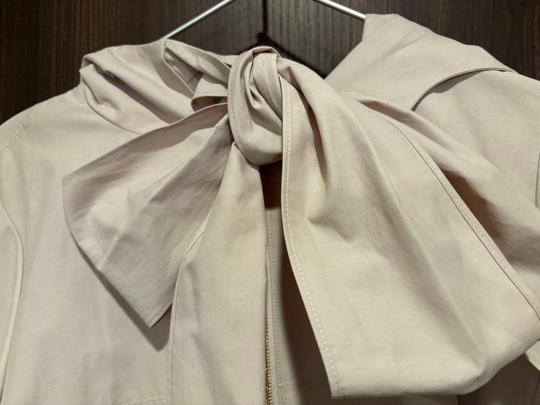 yori ビッグリボン　撥水　ロングパーカー　ベージュ　タグ付き　レインコート