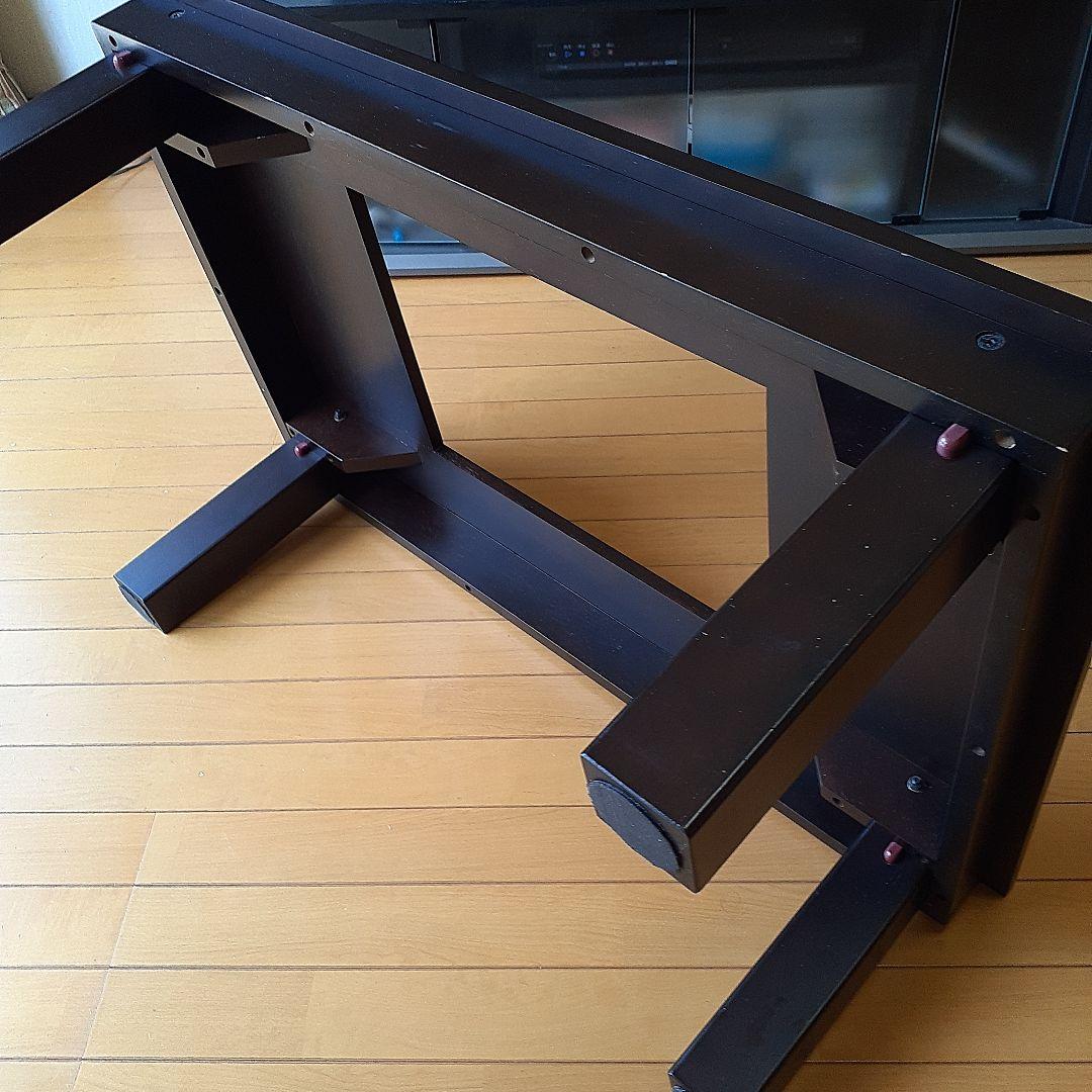 折り畳みテーブル ダークブラウン ヴィンテージ風センター強化ガラス付き