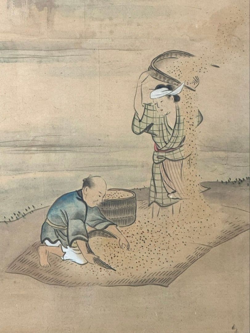 東洋洋 耕図 屏風 六曲一双 紙本肉筆 法眼東洋 人物図 日本画