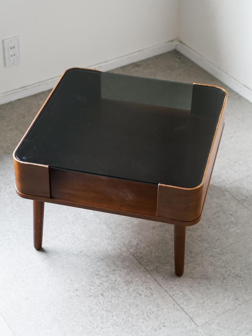 ヴィンテージ スモーク ガラステーブル 北欧モダン ミッドセンチュリー