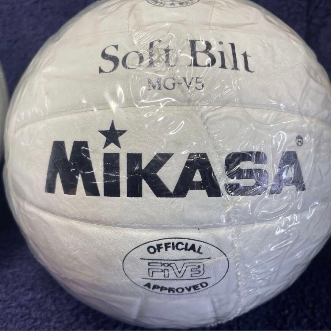 未使用 モルテン ミカサ 白革 5号球 検定球 天然皮革バレーボール 2球セット