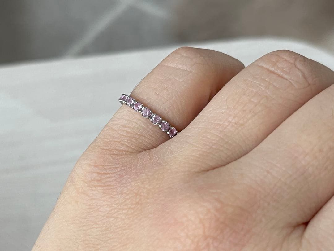 最最終PT900ピンクサファイアフルエタニティリング