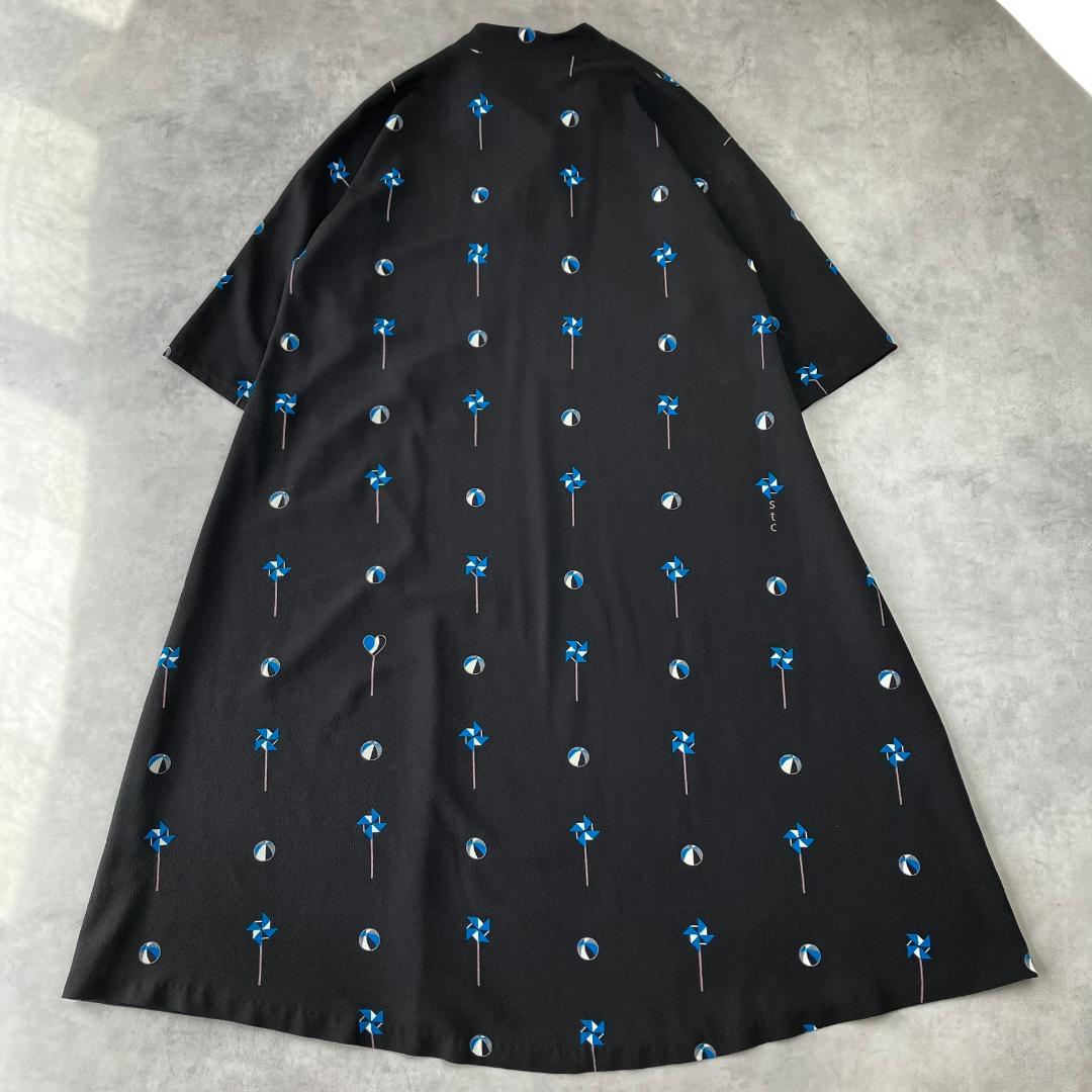 美品　詩仙堂 トモコレクション　風車　ロマン時計 スキッパーシャツワンピース