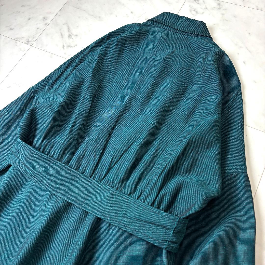 AKRIS リネン混 ロング シャツワンピース IT42 ベルト付き マキシ丈