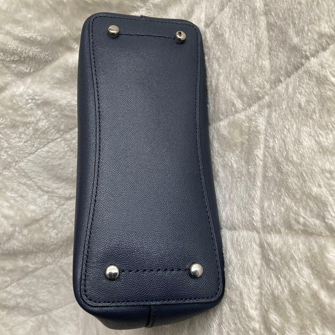 新品同様COACH 2wayトートバッグ　ネイビー系　レザー　91490