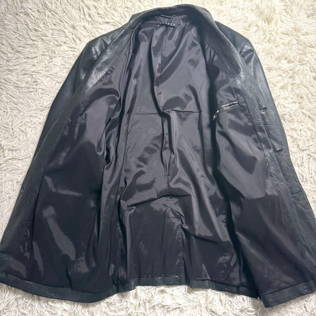 Theory ラムレザー テーラードジャケット 黒 玉虫系 L〜XL 本革 羊革