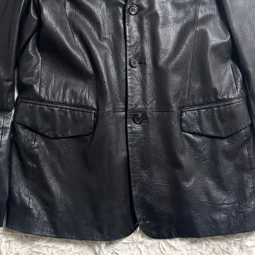 Theory ラムレザー テーラードジャケット 黒 玉虫系 L〜XL 本革 羊革