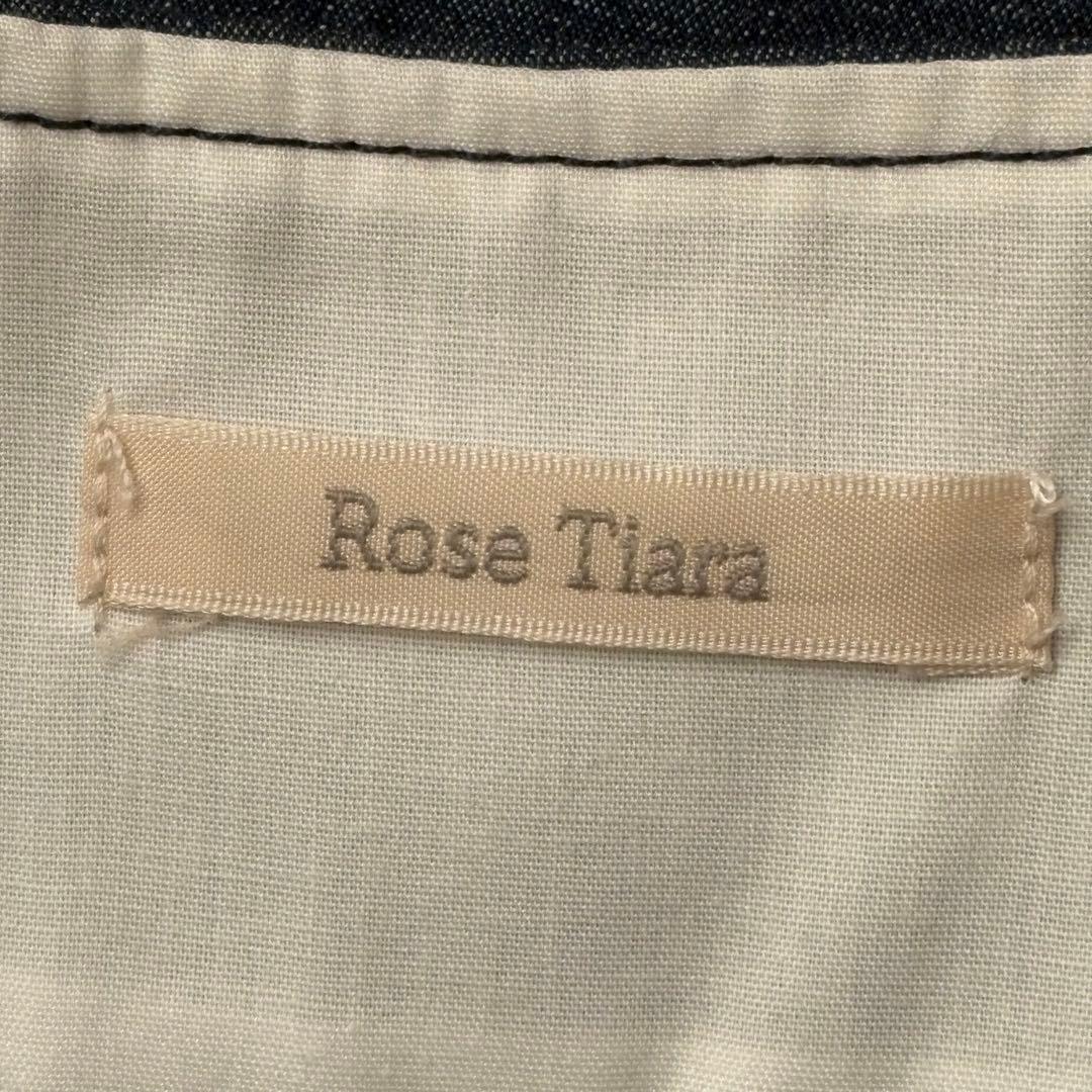 美品　ローズティアラ 金ボタン ベルト　デニム　ワンピース マキシ　42