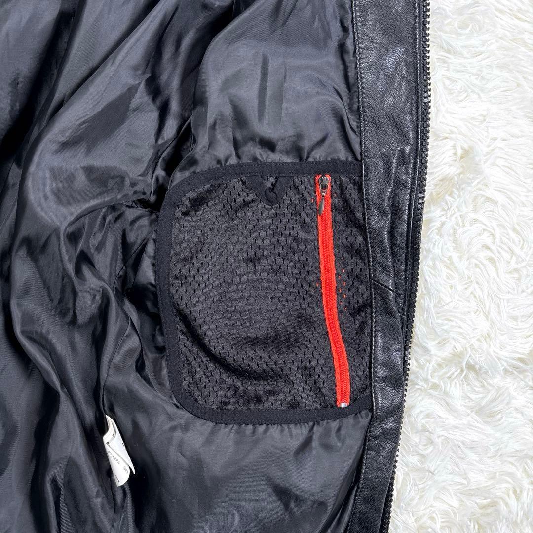 アヴィレックス　レザージャケット　パーカー　ワッペン刺繍　ダブルジップ　山羊　黒