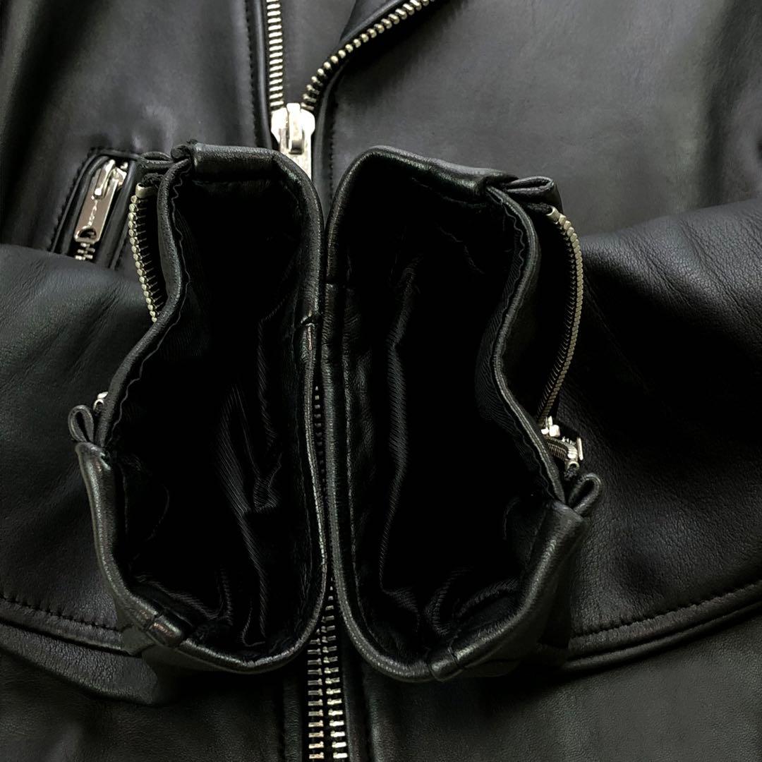 エディフィス 羊革 ラムレザー ダブル ライダース Mサイズ ブラック ジップ