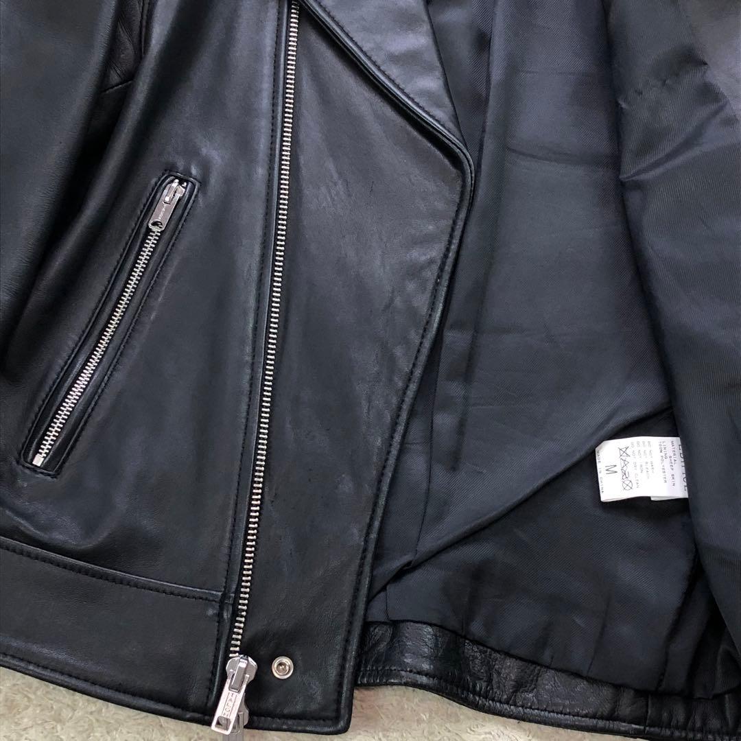 エディフィス 羊革 ラムレザー ダブル ライダース Mサイズ ブラック ジップ