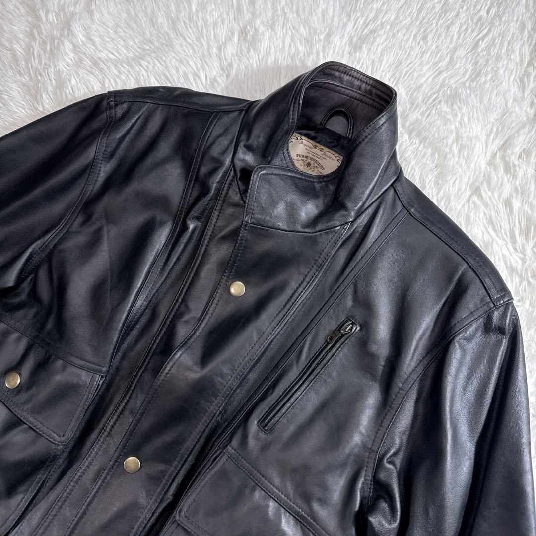 【ヴィンテージ】レザー 短丈ブルゾン フライトジャケット ブラック M 90s