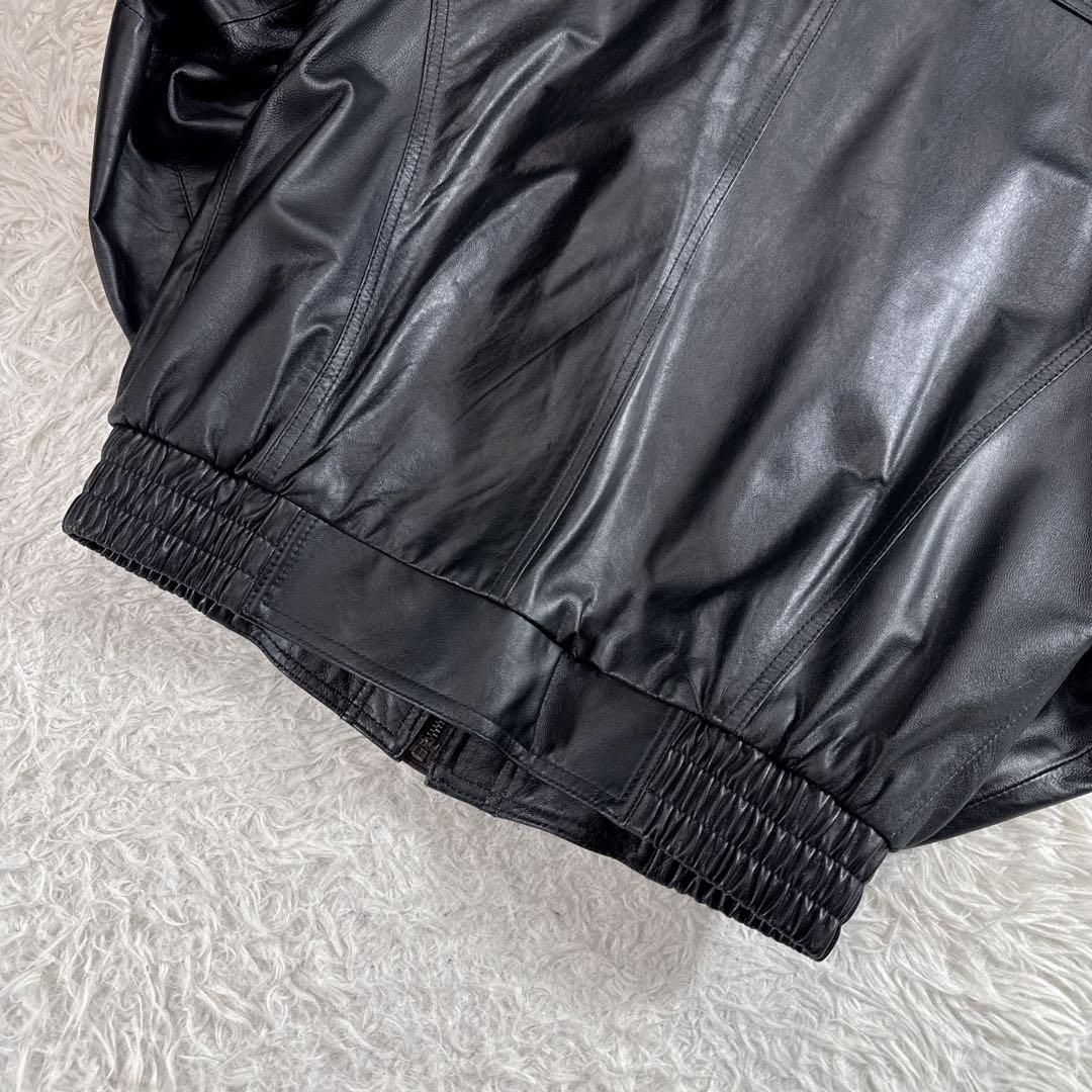 【ヴィンテージ】レザー 短丈ブルゾン フライトジャケット ブラック M 90s
