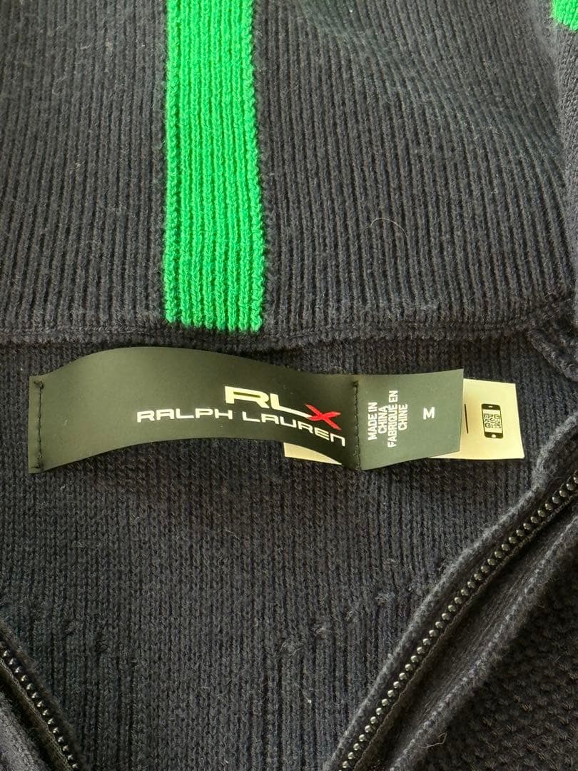 美品RLXラルフローレンニットゴルフウール クォータージップ プルオーバー M