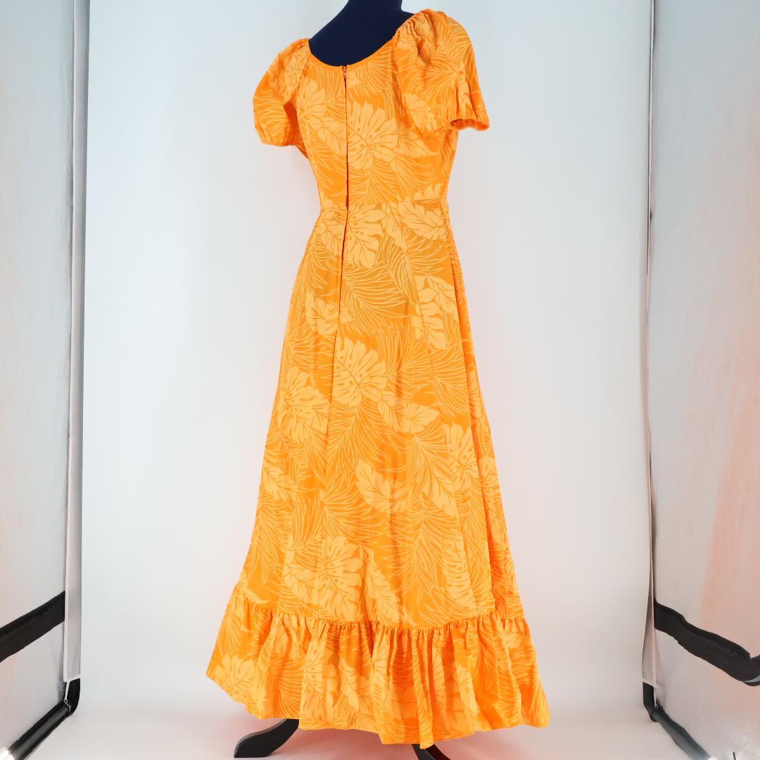 【美品 ハワイ製フラダンス衣装】鮮やかなオレンジ T&L ムームーファクトリー